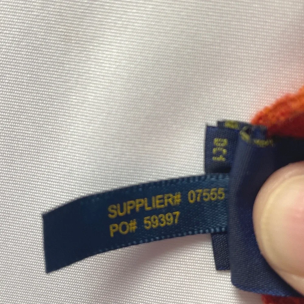 Polo Ralph Lauren Mens Orange Merino Wool V-Neck Sweater Custom Fit Medium